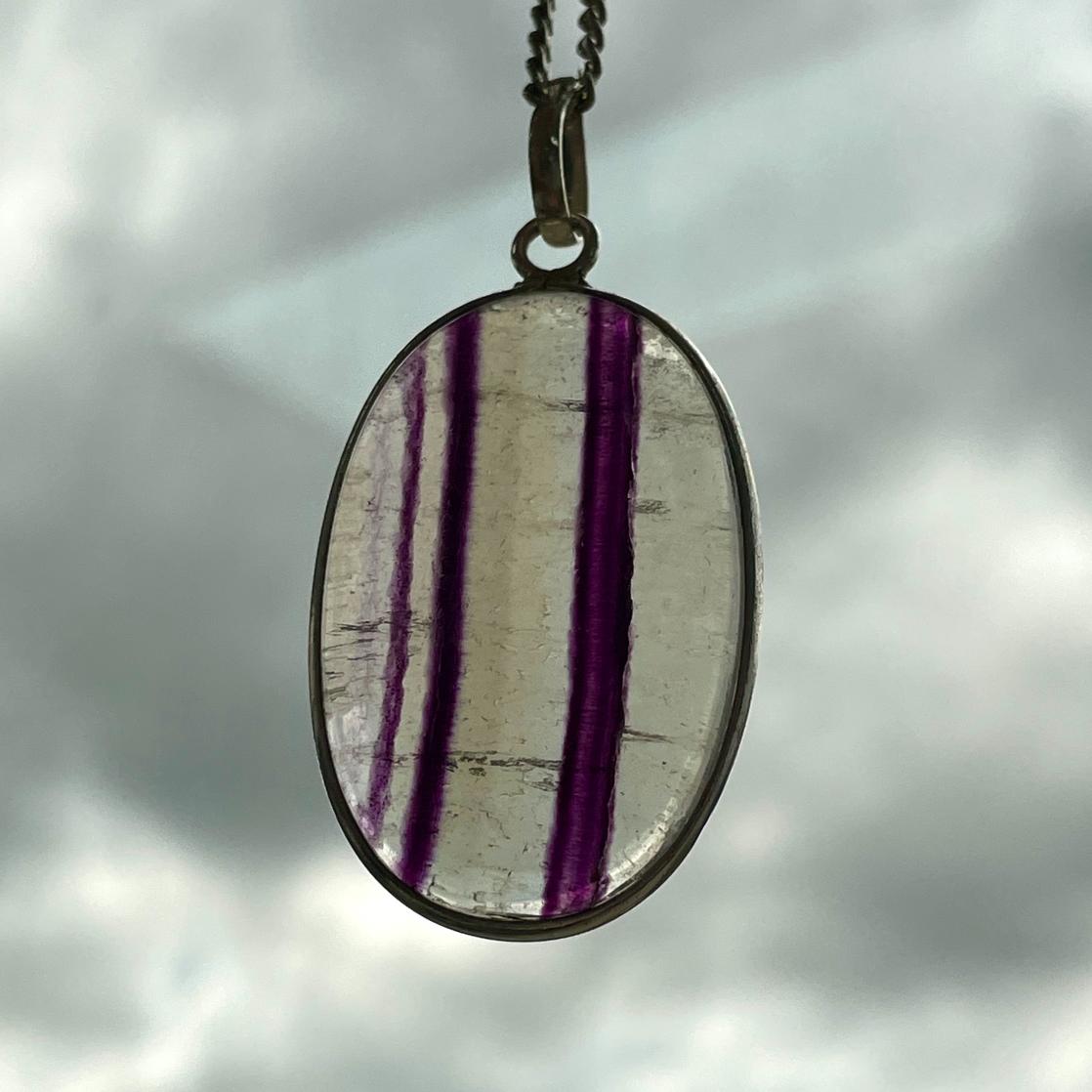 Sterling Silver Pendant - Fluorite LRG - SP60 Sterling Silver Pendant - Fluorite LRG - SP60